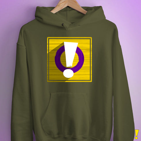Intersex Pride Flag Exclamation Point Hoodie - Army